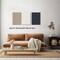 Framed Neutral Abstract Wall Art Modern Minimalist Line Canvas Poster Prints Set of 3 Boho Brown Beige Dark Blue Geometric Decor Picture Painting Living Room Bedroom Office